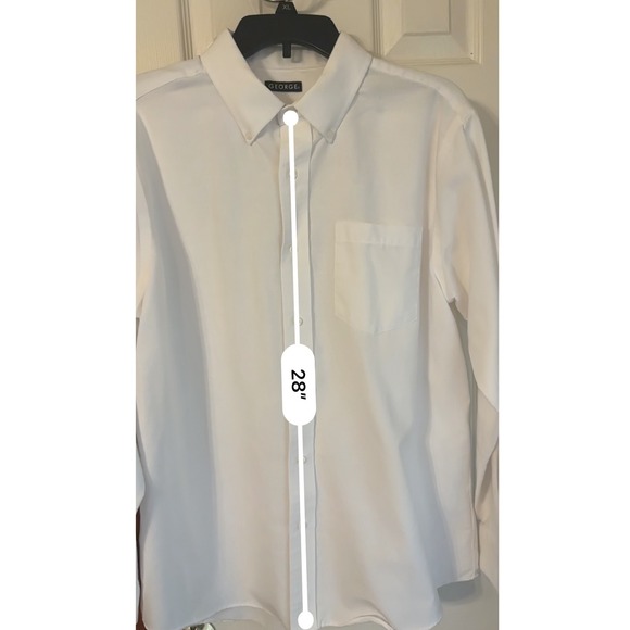 George Mens White Button Down Long Sleeve Dress Shirt Large 42-44 - Picture 3 of 9